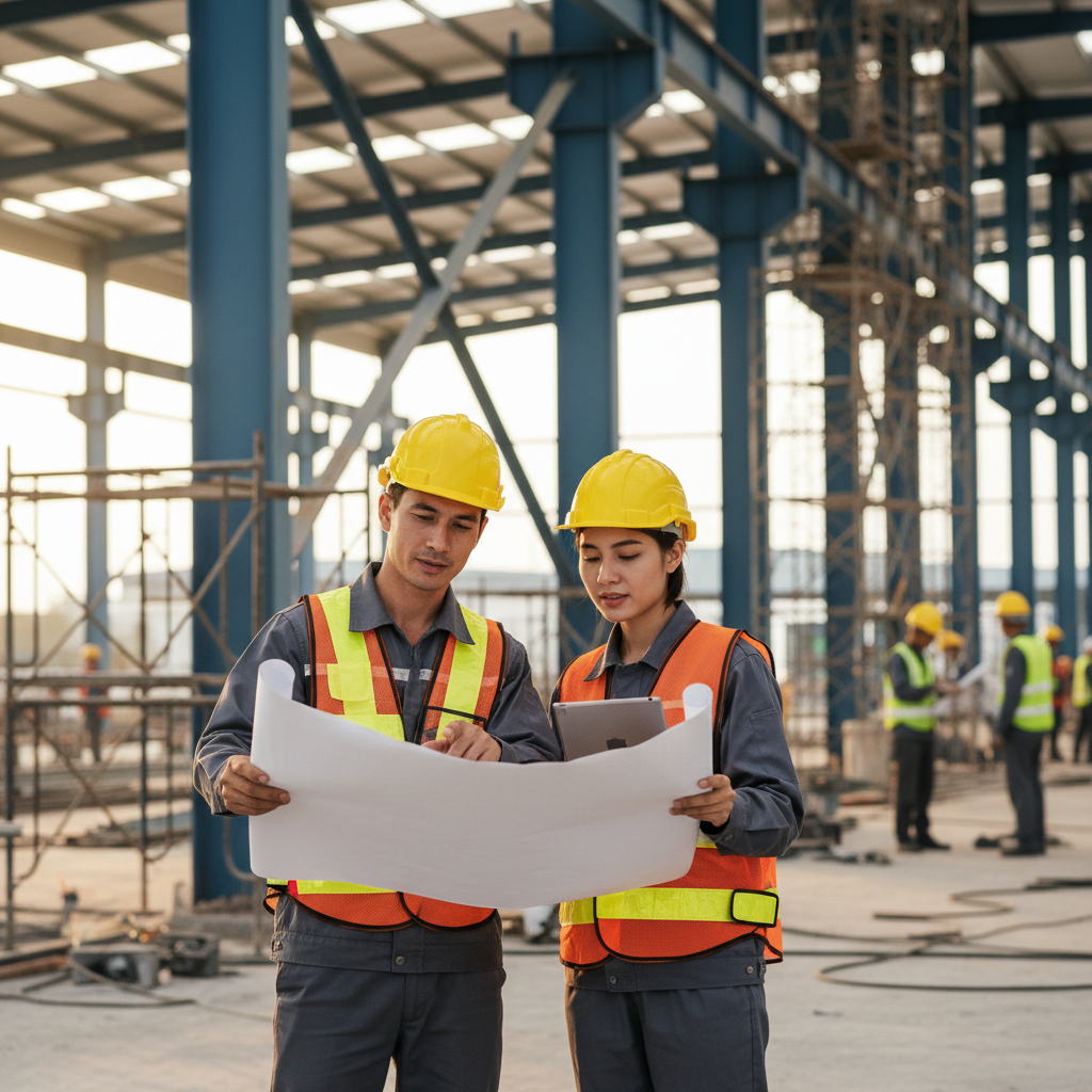 Kỹ sư Trường Sơn E&C kiểm tra bản vẽ tại công trường