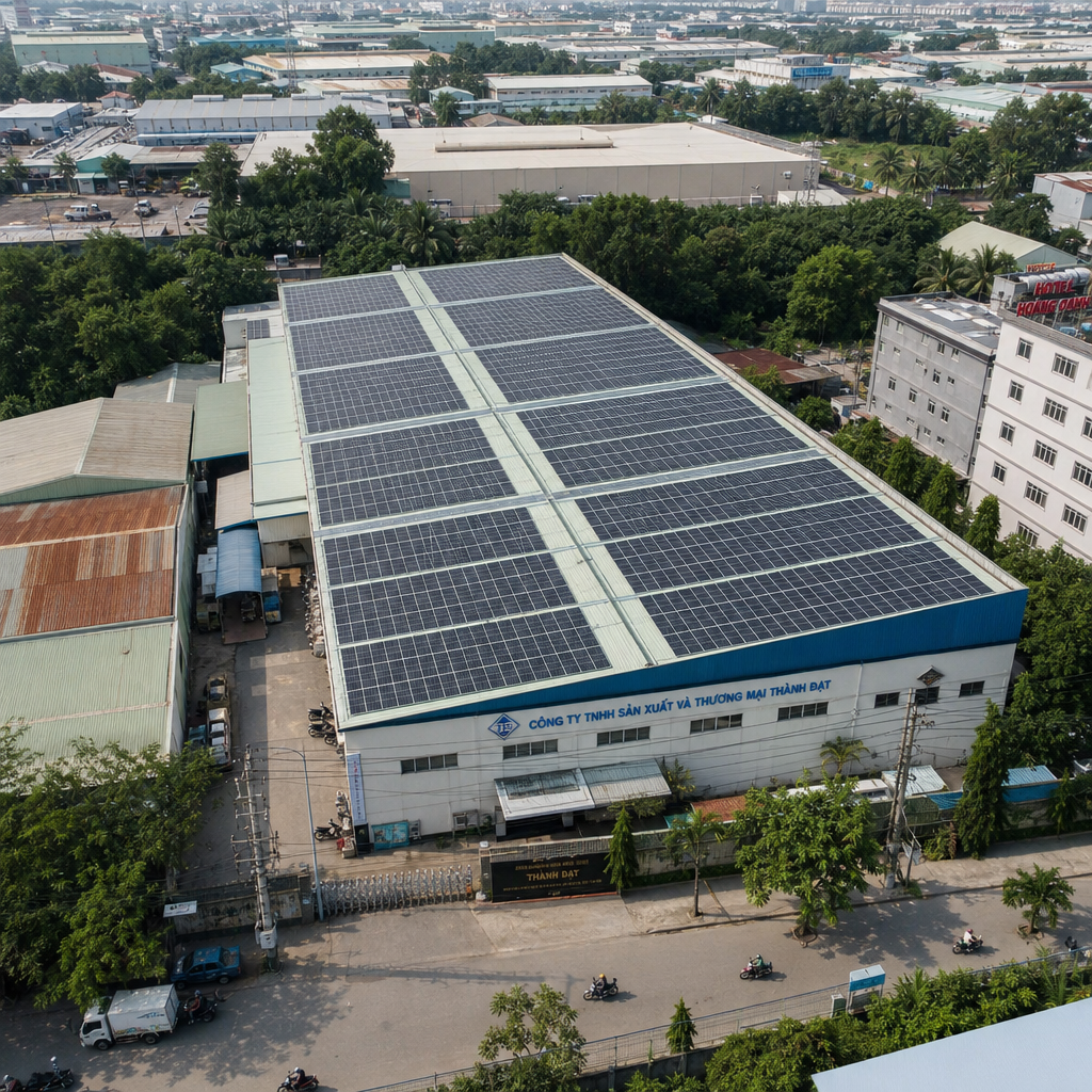 Nhà máy lắp điện mặt trời mái khu công nghiệp