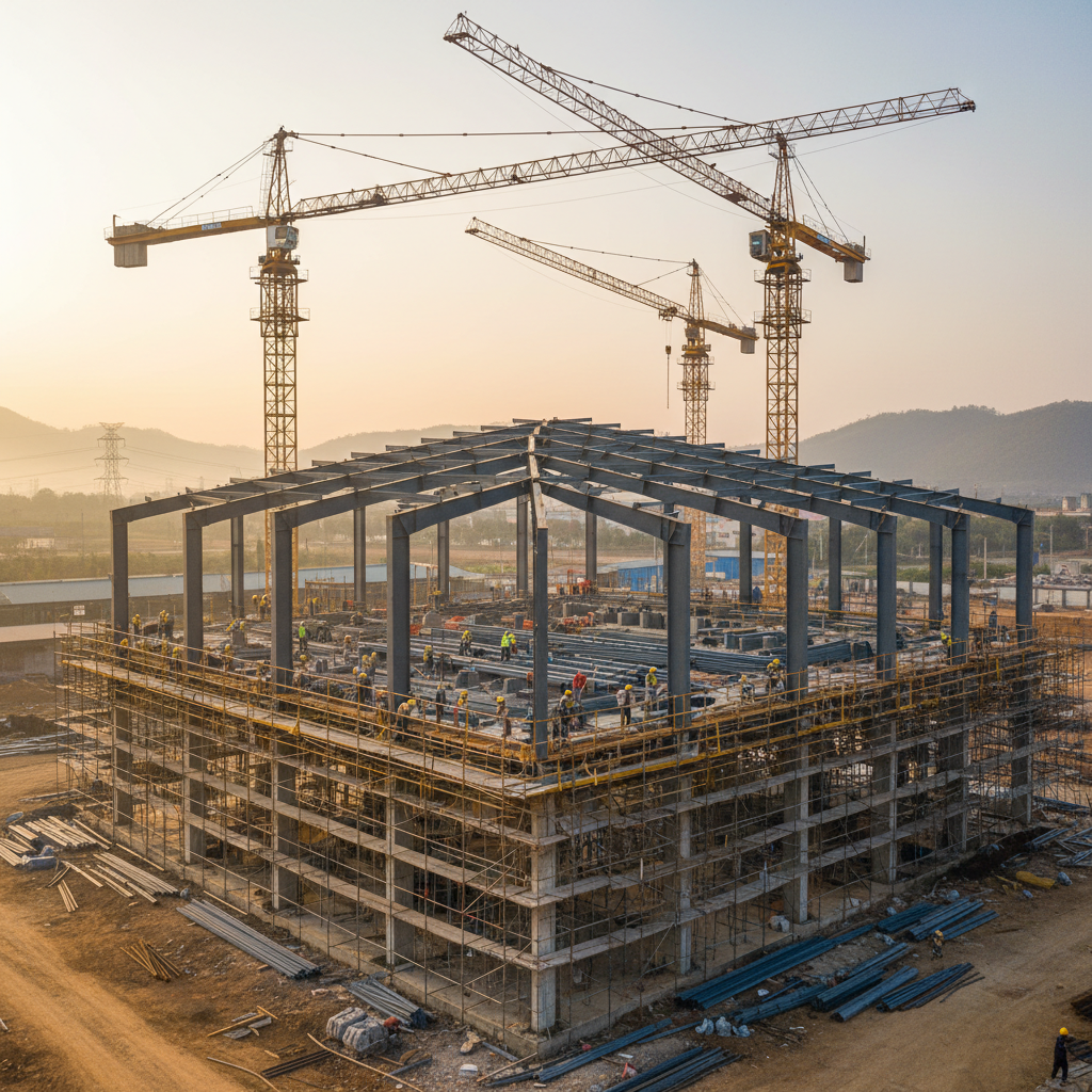 Nhà xưởng kết cấu thép đang thi công